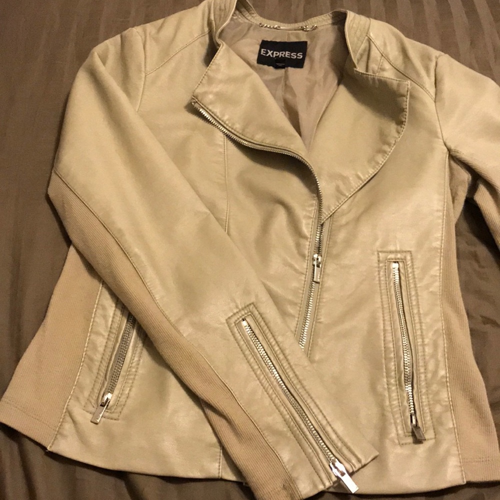 MotoStyle Tan Leather Jacket from Express ✨✨
